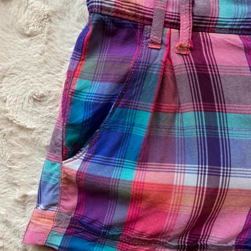 SO Colorful Plaid Shorts Removable Belt - Picture 4 of 11